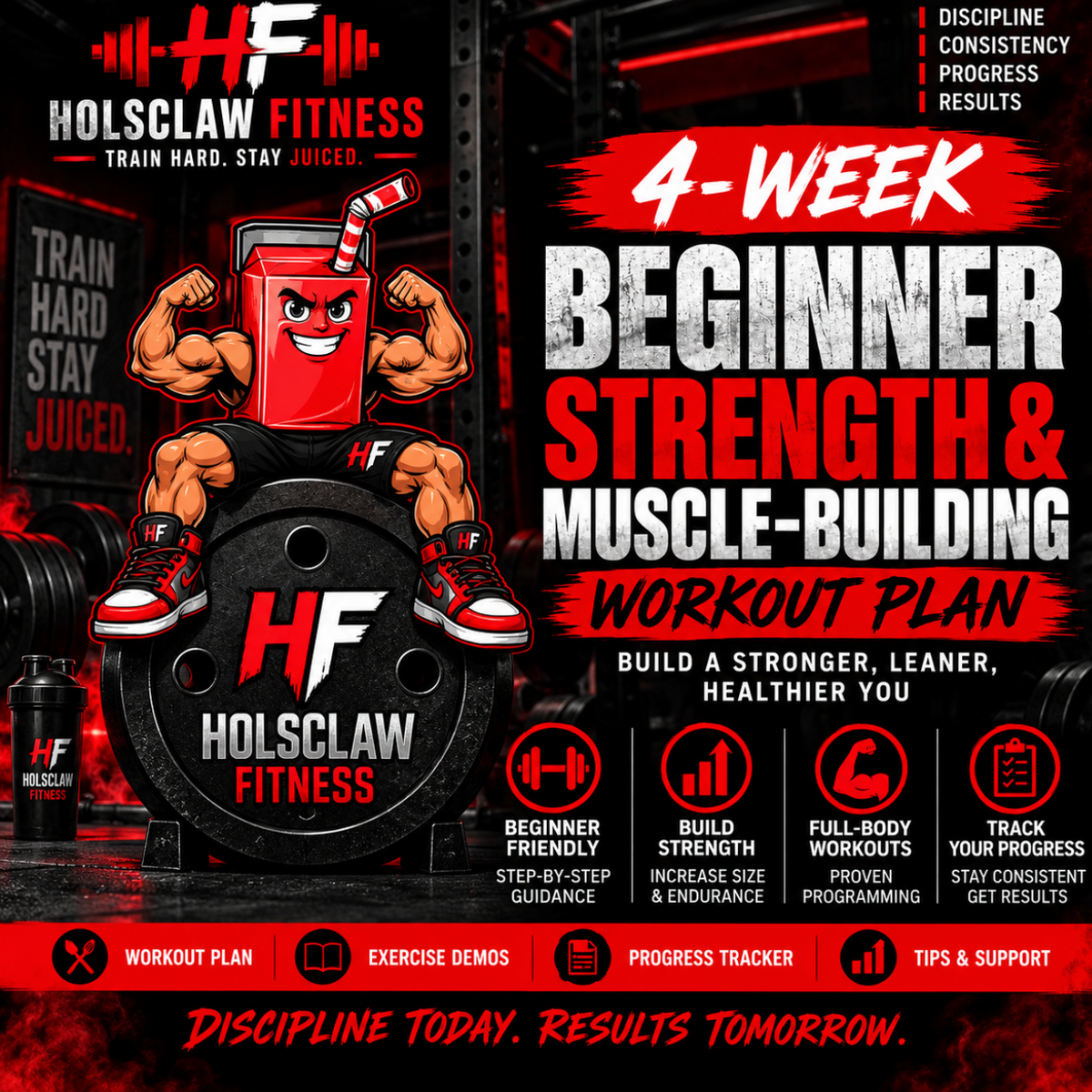 4-Week Beginner Strength & Muscle-Building Workout Plan